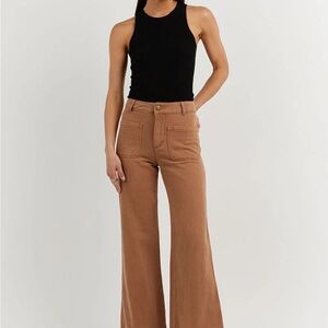 DISSH Tan Flare Wide Leg Jeans